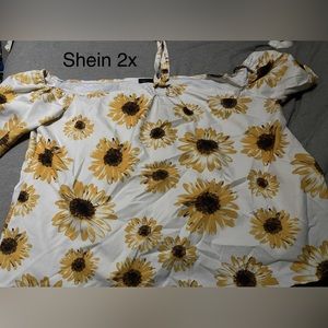 Shein 2x floral neck tie top